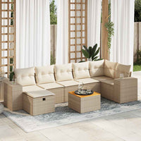 Thumbnail for 8-tlg. Garten-Sofagarnitur mit Kissen Beige Poly Rattan