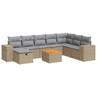 Thumbnail for 9-tlg. Garten-Sofagarnitur mit Kissen Beige Poly Rattan