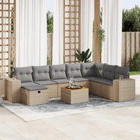 Thumbnail for 9-tlg. Garten-Sofagarnitur mit Kissen Beige Poly Rattan