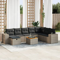 Thumbnail for 9-tlg. Garten-Sofagarnitur mit Kissen Grau Poly Rattan