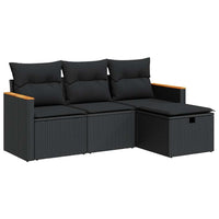 Thumbnail for 4-tlg. Garten-Sofagarnitur mit Kissen Schwarz Poly Rattan