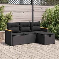 Thumbnail for 4-tlg. Garten-Sofagarnitur mit Kissen Schwarz Poly Rattan