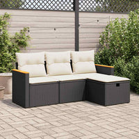 Thumbnail for 4-tlg. Garten-Sofagarnitur mit Kissen Schwarz Poly Rattan