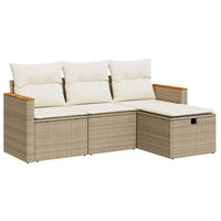 Thumbnail for 4-tlg. Garten-Sofagarnitur mit Kissen Beige Poly Rattan