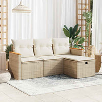 Thumbnail for 4-tlg. Garten-Sofagarnitur mit Kissen Beige Poly Rattan