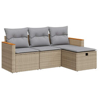 Thumbnail for 4-tlg. Garten-Sofagarnitur mit Kissen Beige Poly Rattan