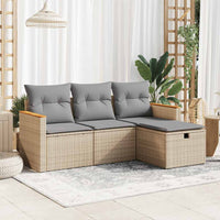 Thumbnail for 4-tlg. Garten-Sofagarnitur mit Kissen Beige Poly Rattan