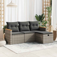 Thumbnail for 4-tlg. Garten-Sofagarnitur mit Kissen Grau Poly Rattan