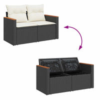 Thumbnail for 5-tlg. Garten-Sofagarnitur mit Kissen Schwarz Poly Rattan