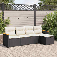 Thumbnail for 5-tlg. Garten-Sofagarnitur mit Kissen Schwarz Poly Rattan
