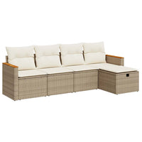 Thumbnail for 5-tlg. Garten-Sofagarnitur mit Kissen Beige Poly Rattan