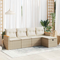 Thumbnail for 5-tlg. Garten-Sofagarnitur mit Kissen Beige Poly Rattan
