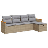 Thumbnail for 5-tlg. Garten-Sofagarnitur mit Kissen Beige Poly Rattan