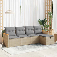 Thumbnail for 5-tlg. Garten-Sofagarnitur mit Kissen Beige Poly Rattan