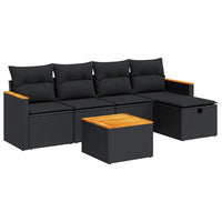 Thumbnail for 6-tlg. Garten-Sofagarnitur mit Kissen Schwarz Poly Rattan