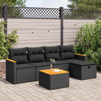 Thumbnail for 6-tlg. Garten-Sofagarnitur mit Kissen Schwarz Poly Rattan