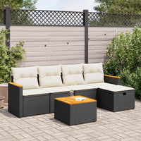 Thumbnail for 6-tlg. Garten-Sofagarnitur mit Kissen Schwarz Poly Rattan