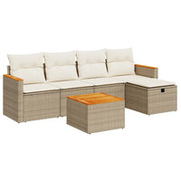 Thumbnail for 6-tlg. Garten-Sofagarnitur mit Kissen Beige Poly Rattan