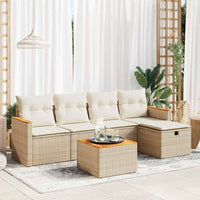 Thumbnail for 6-tlg. Garten-Sofagarnitur mit Kissen Beige Poly Rattan