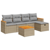 Thumbnail for 6-tlg. Garten-Sofagarnitur mit Kissen Beige Poly Rattan