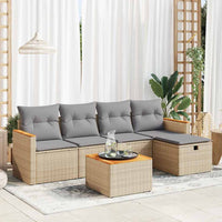 Thumbnail for 6-tlg. Garten-Sofagarnitur mit Kissen Beige Poly Rattan