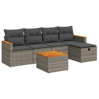 Thumbnail for 6-tlg. Garten-Sofagarnitur mit Kissen Grau Poly Rattan