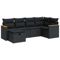 Thumbnail for 6-tlg. Garten-Sofagarnitur mit Kissen Schwarz Poly Rattan