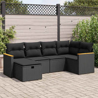 Thumbnail for 6-tlg. Garten-Sofagarnitur mit Kissen Schwarz Poly Rattan