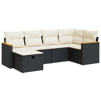 Thumbnail for 6-tlg. Garten-Sofagarnitur mit Kissen Schwarz Poly Rattan