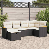Thumbnail for 6-tlg. Garten-Sofagarnitur mit Kissen Schwarz Poly Rattan