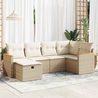 Thumbnail for 6-tlg. Garten-Sofagarnitur mit Kissen Beige Poly Rattan