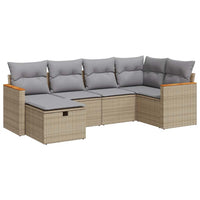 Thumbnail for 6-tlg. Garten-Sofagarnitur mit Kissen Beige Poly Rattan