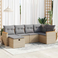 Thumbnail for 6-tlg. Garten-Sofagarnitur mit Kissen Beige Poly Rattan