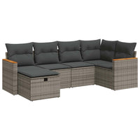 Thumbnail for 6-tlg. Garten-Sofagarnitur mit Kissen Grau Poly Rattan