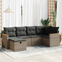 Thumbnail for 6-tlg. Garten-Sofagarnitur mit Kissen Grau Poly Rattan