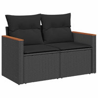 Thumbnail for 7-tlg. Garten-Sofagarnitur mit Kissen Schwarz Poly Rattan