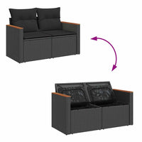Thumbnail for 7-tlg. Garten-Sofagarnitur mit Kissen Schwarz Poly Rattan