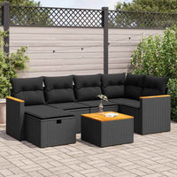 Thumbnail for 7-tlg. Garten-Sofagarnitur mit Kissen Schwarz Poly Rattan