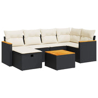 Thumbnail for 7-tlg. Garten-Sofagarnitur mit Kissen Schwarz Poly Rattan