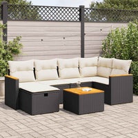 Thumbnail for 7-tlg. Garten-Sofagarnitur mit Kissen Schwarz Poly Rattan