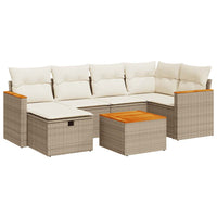 Thumbnail for 7-tlg. Garten-Sofagarnitur mit Kissen Beige Poly Rattan