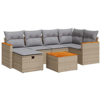 Thumbnail for 7-tlg. Garten-Sofagarnitur mit Kissen Beige Poly Rattan