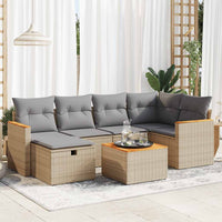 Thumbnail for 7-tlg. Garten-Sofagarnitur mit Kissen Beige Poly Rattan