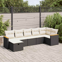 Thumbnail for 7-tlg. Garten-Sofagarnitur mit Kissen Schwarz Poly Rattan