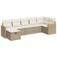 Thumbnail for 7-tlg. Garten-Sofagarnitur mit Kissen Beige Poly Rattan