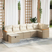 Thumbnail for 7-tlg. Garten-Sofagarnitur mit Kissen Beige Poly Rattan