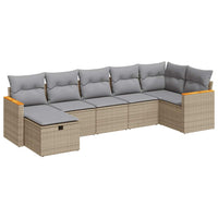 Thumbnail for 7-tlg. Garten-Sofagarnitur mit Kissen Beige Poly Rattan