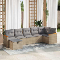 Thumbnail for 7-tlg. Garten-Sofagarnitur mit Kissen Beige Poly Rattan