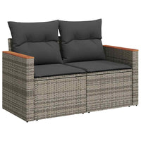 Thumbnail for 7-tlg. Garten-Sofagarnitur mit Kissen Grau Poly Rattan