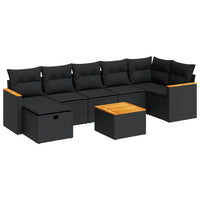 Thumbnail for 8-tlg. Garten-Sofagarnitur mit Kissen Schwarz Poly Rattan